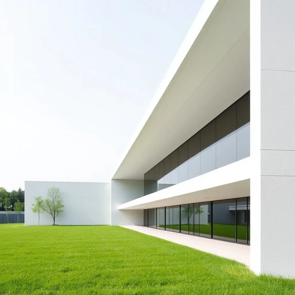 A minimalist architectural photograph of a modern building w